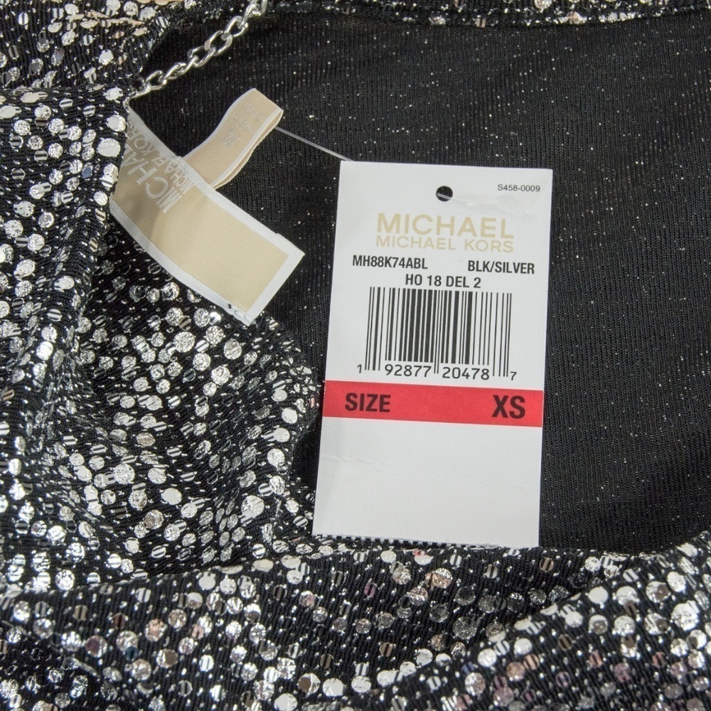 Michael Kors Black Silver Lame Cowl Back Dress XS - Picture 4 of 7